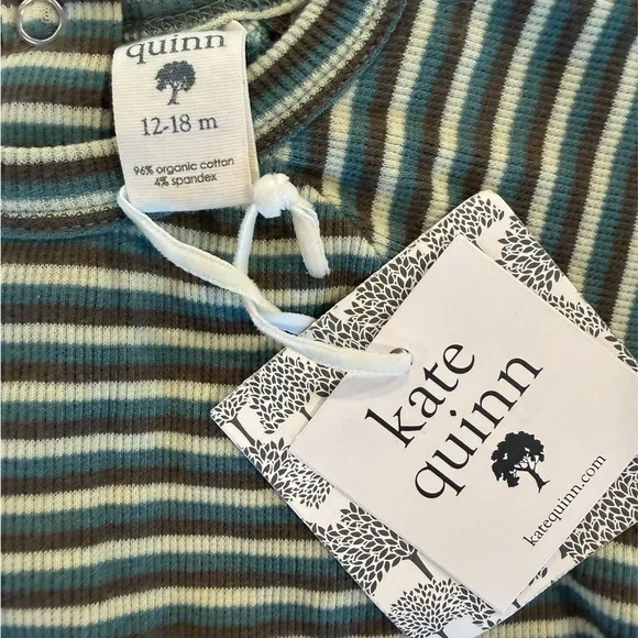 kate quinn Blue, Brown, and White Striped Long-Sleeve Sport Jumpsuit Onesie. NWT - Picture 3 of 7